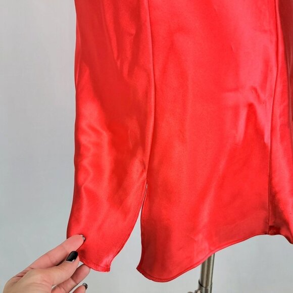 Vintage Fredericks Hollywood Womens Babydoll Slip Dress Small Red Satin Coquette - Picture 12 of 15